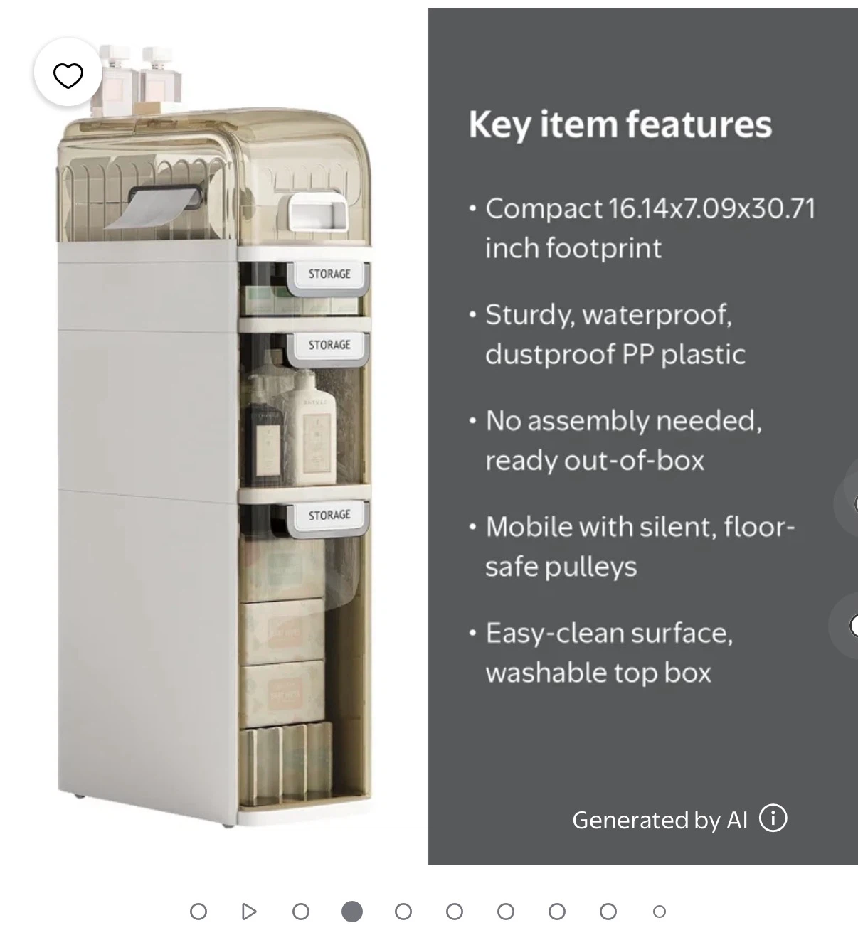 IDEALSoul 3-Tier Slim Bathroom Storage Drawer - photo 3