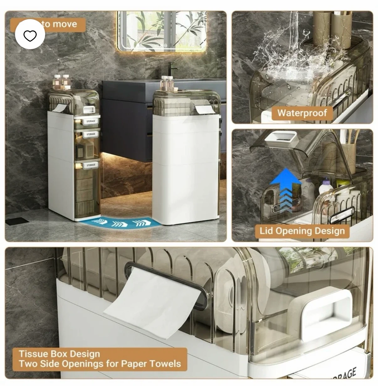 IDEALSoul 3-Tier Slim Bathroom Storage Drawer - photo 5