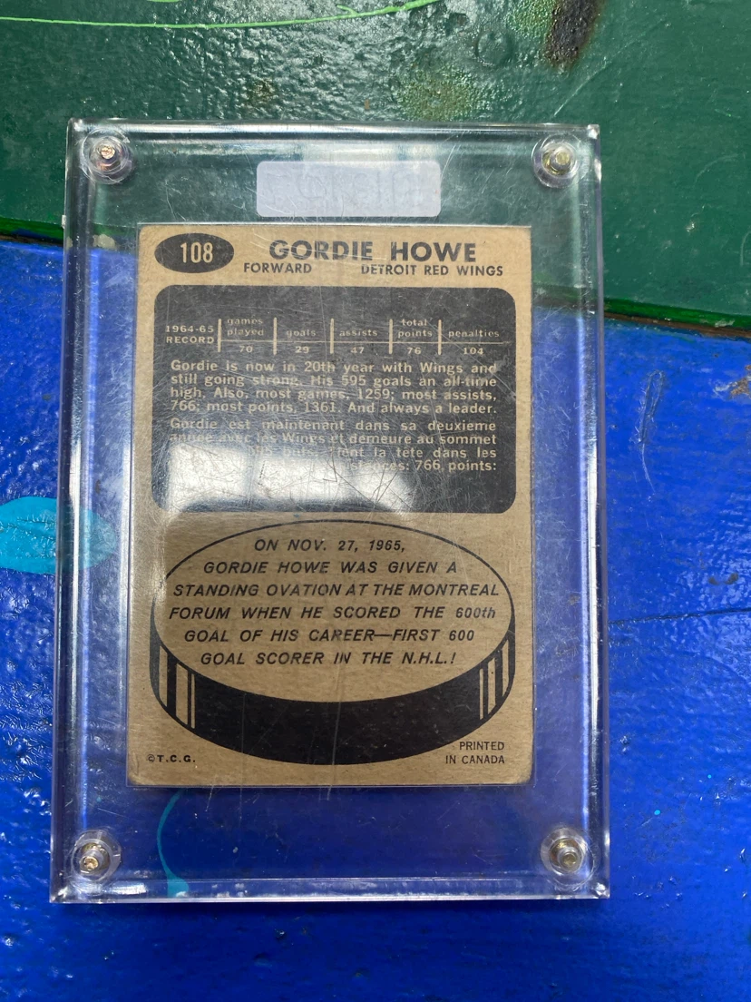 Gordie Howe 1965 Topps Hockey Card - photo 2