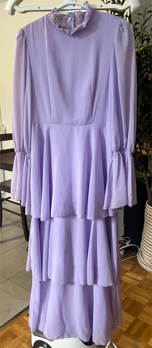 Purple Dress with Ruffled Layers - Shimmery (XS)