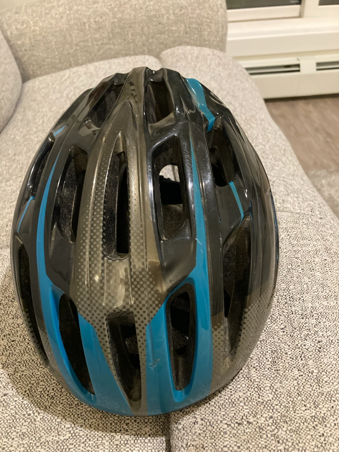Black and Blue Bicycle Helmet