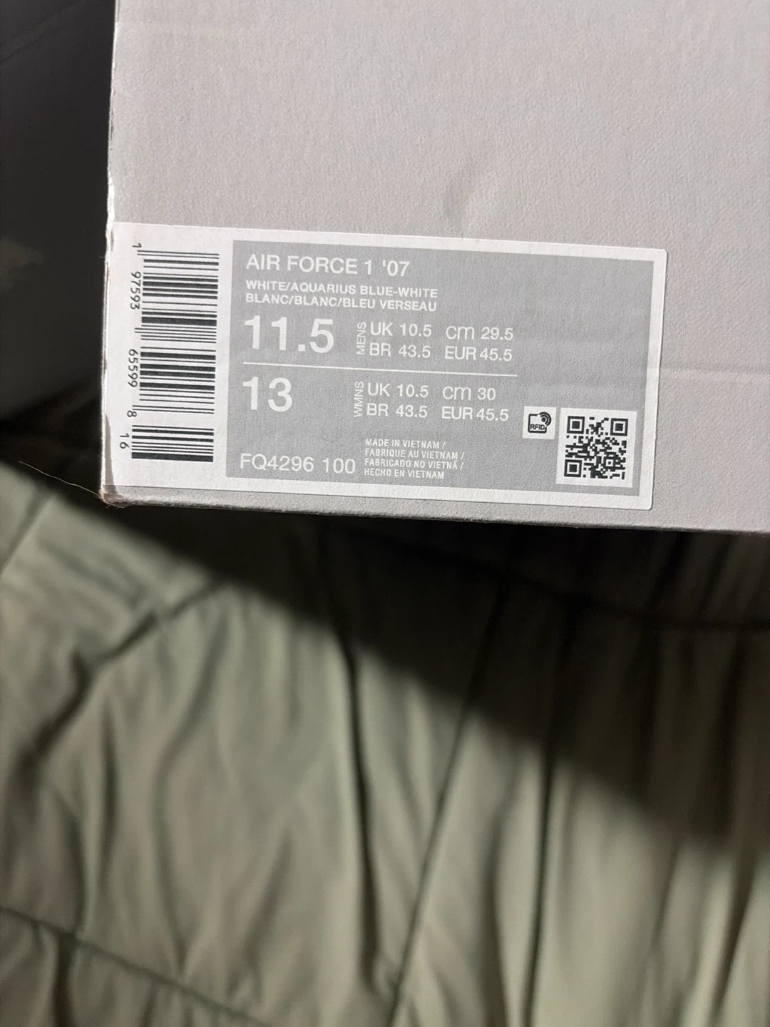 Nike Air Force 1 '07 White/Aquarius Blue Sneakers - photo 4
