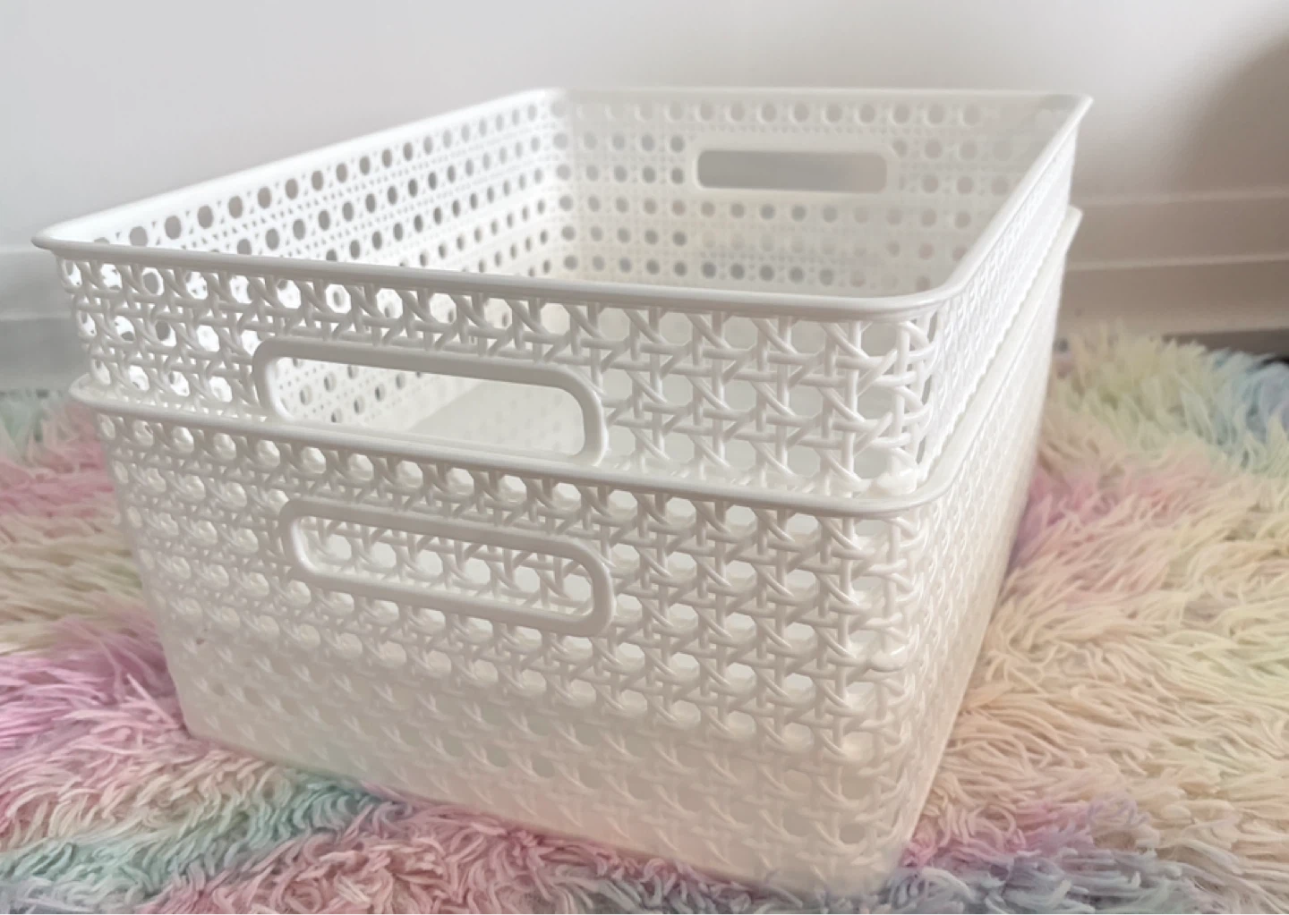 Set of 2 White Storage Baskets - photo 2