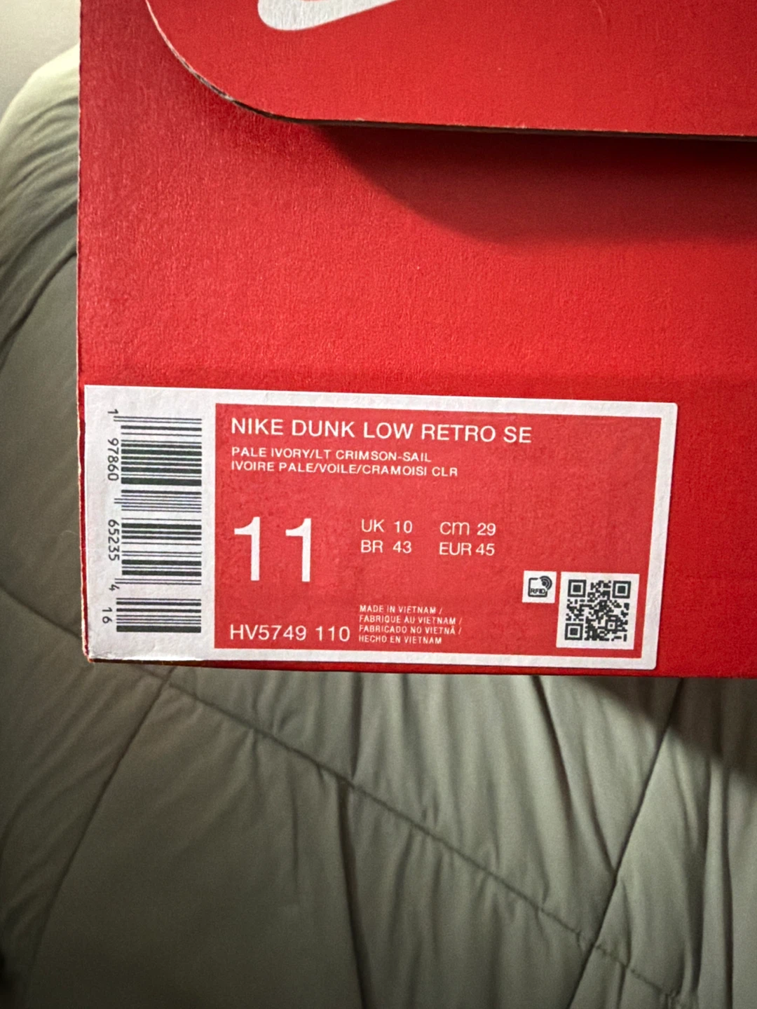 Nike Dunk Low Retro SE Pale Ivory/Lt Crimson-Sail Shoes - photo 4