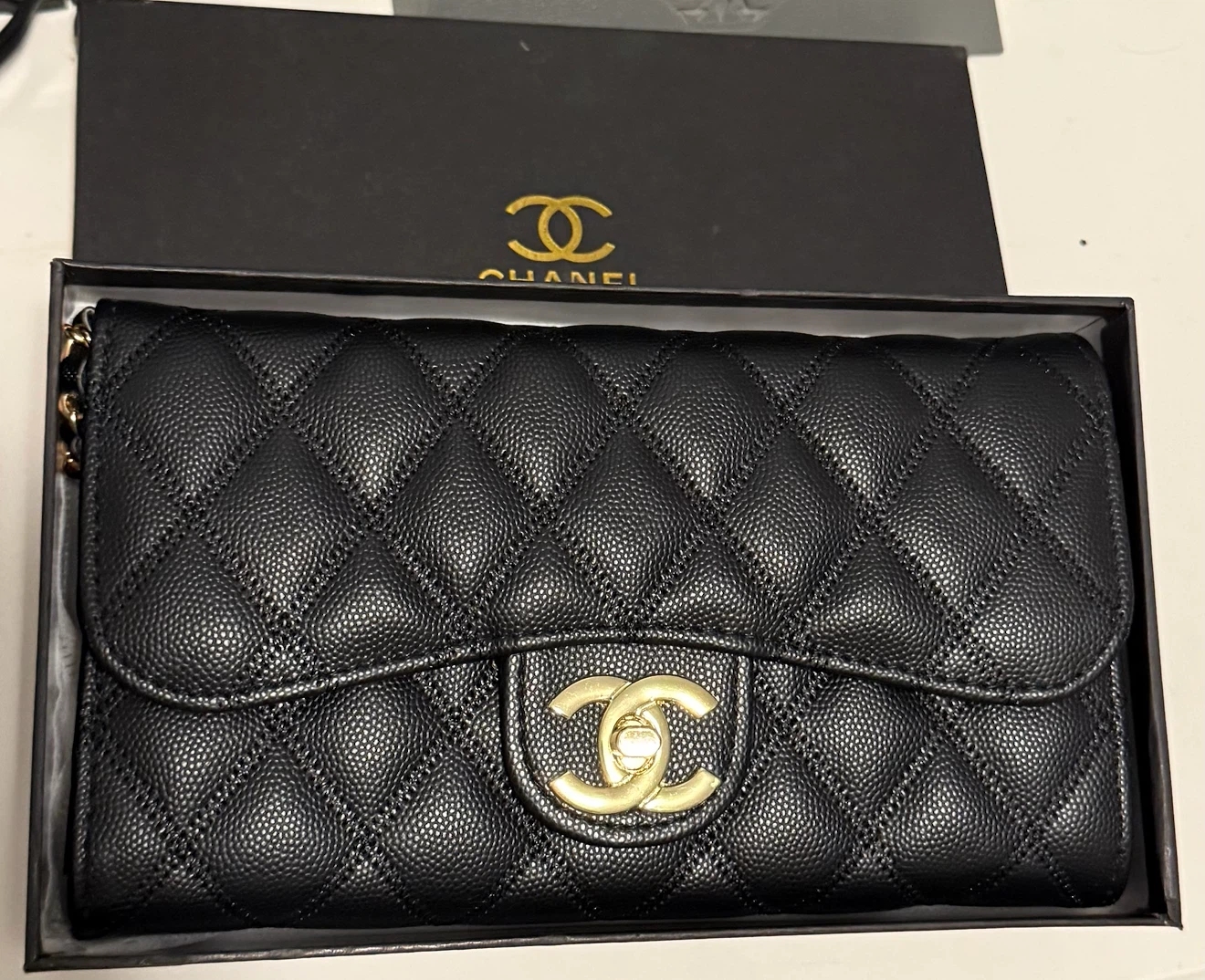 Black Quilted Wallet with Chain - photo 3