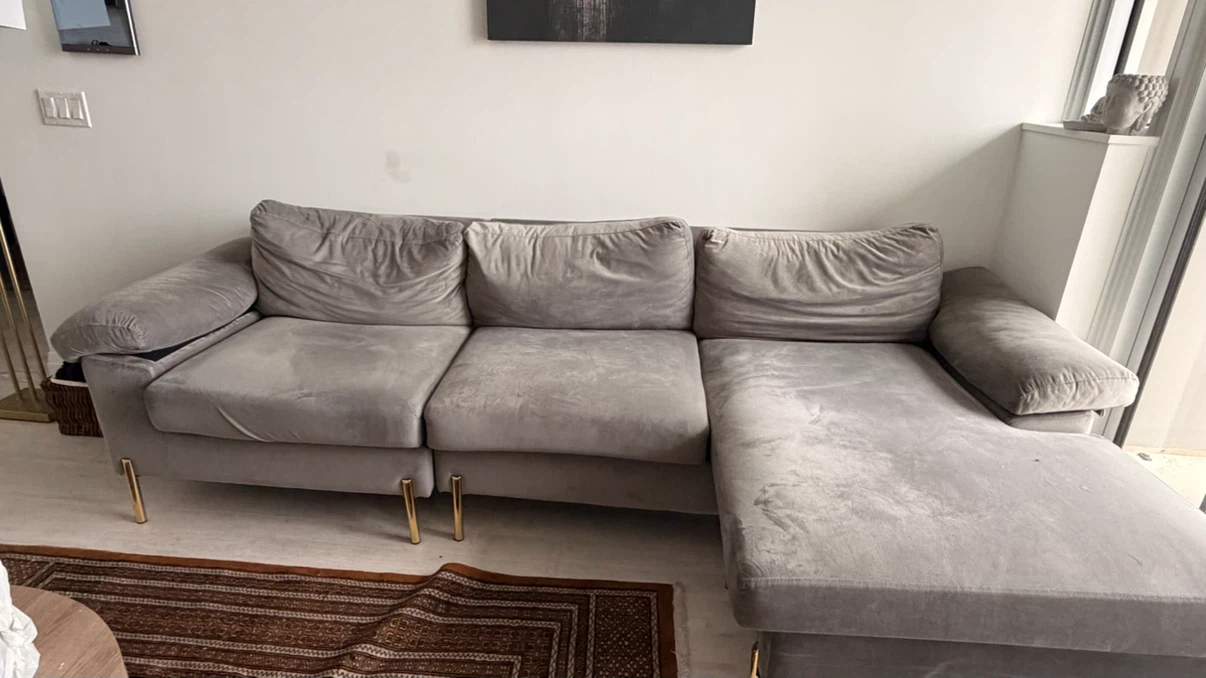 Lian Velvet L-Shaped Sectional Sofa