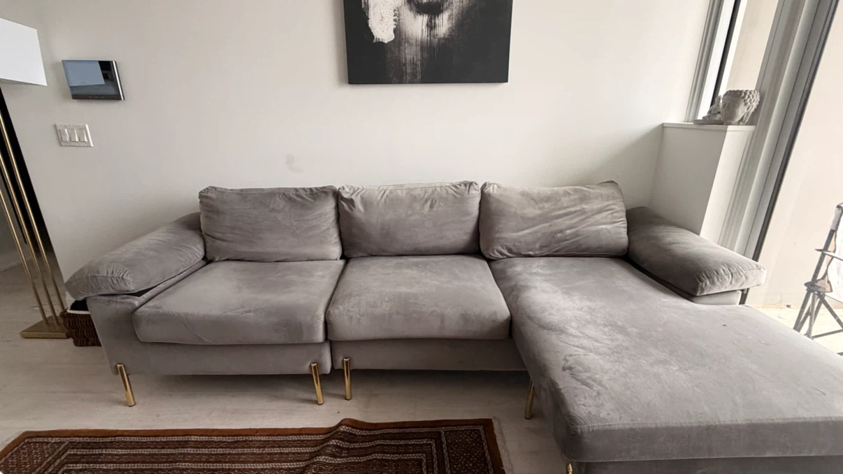 Lian Velvet L-Shaped Sectional Sofa - photo 3