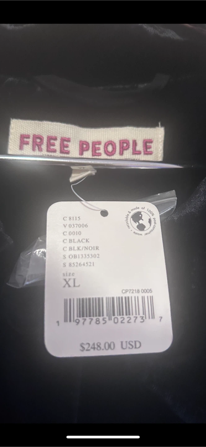 New Free People Velvet Maxi Coat Black XL