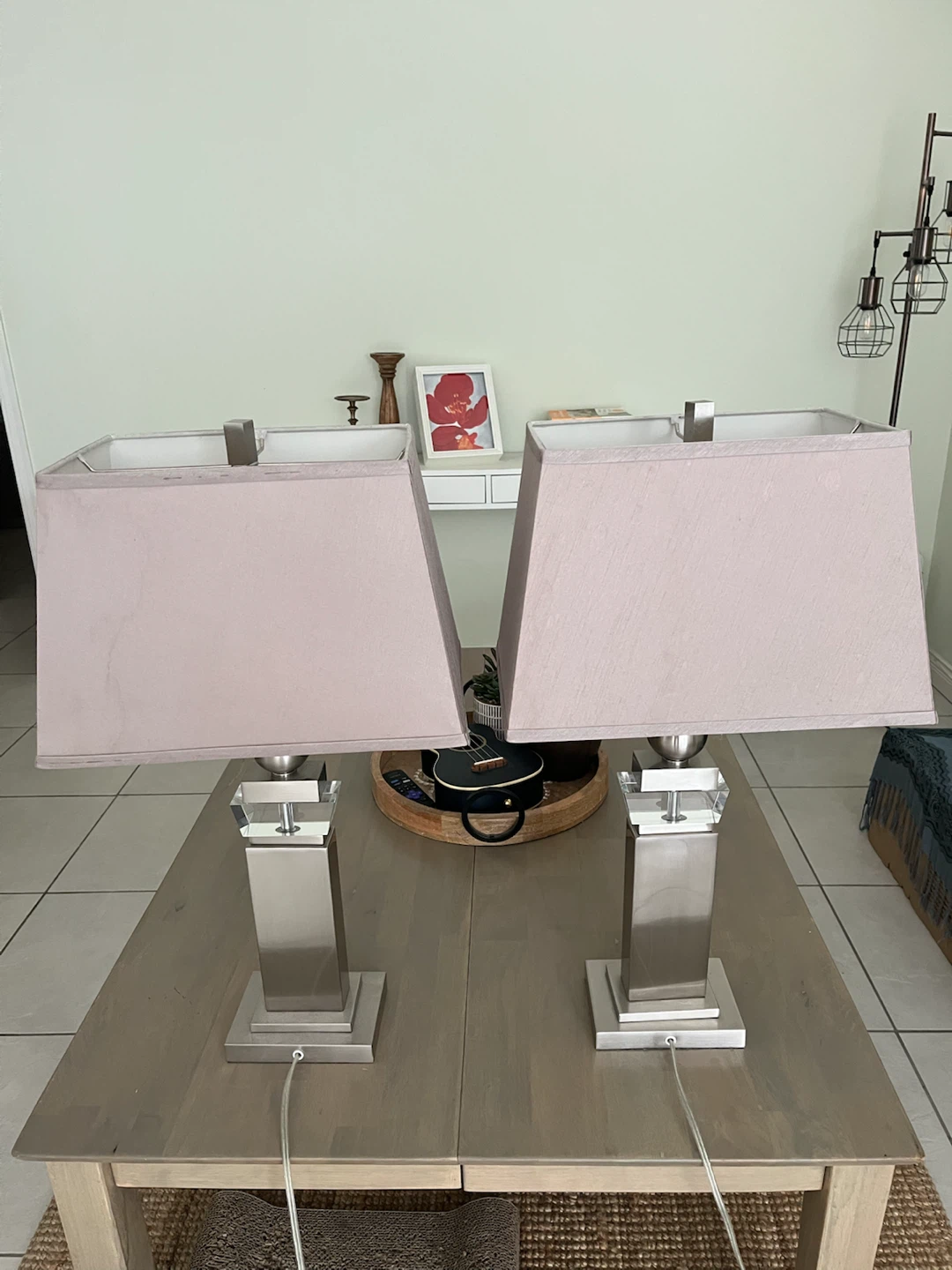 Set of 2 Modern Table Lamps with Fabric Shades