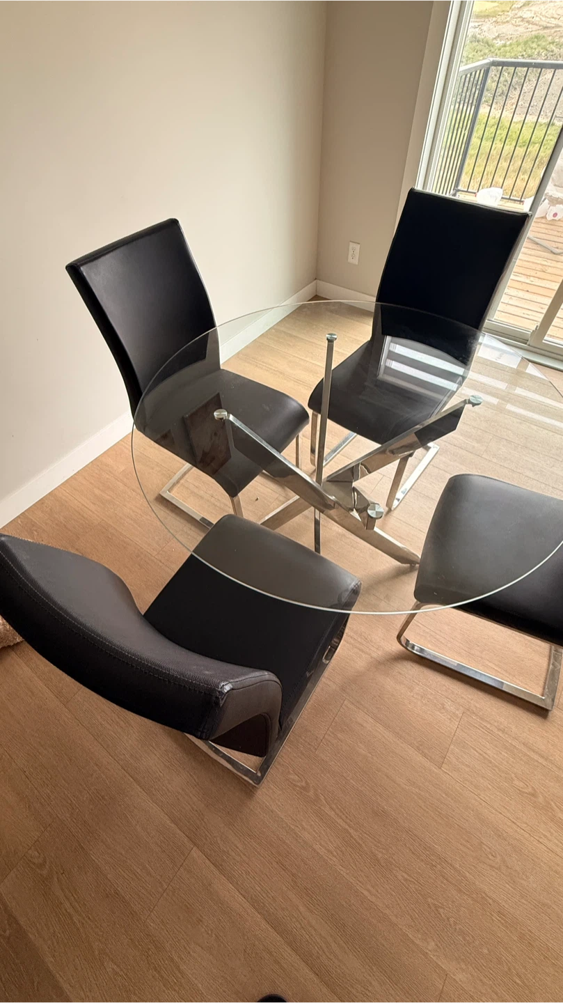 Glass Dining Table with 4 Chairs