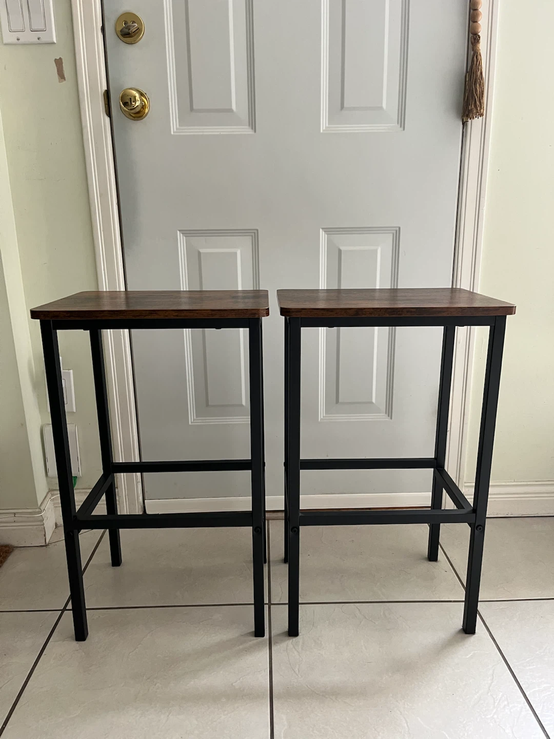 Set of 2 Bar Stools - Industrial Style