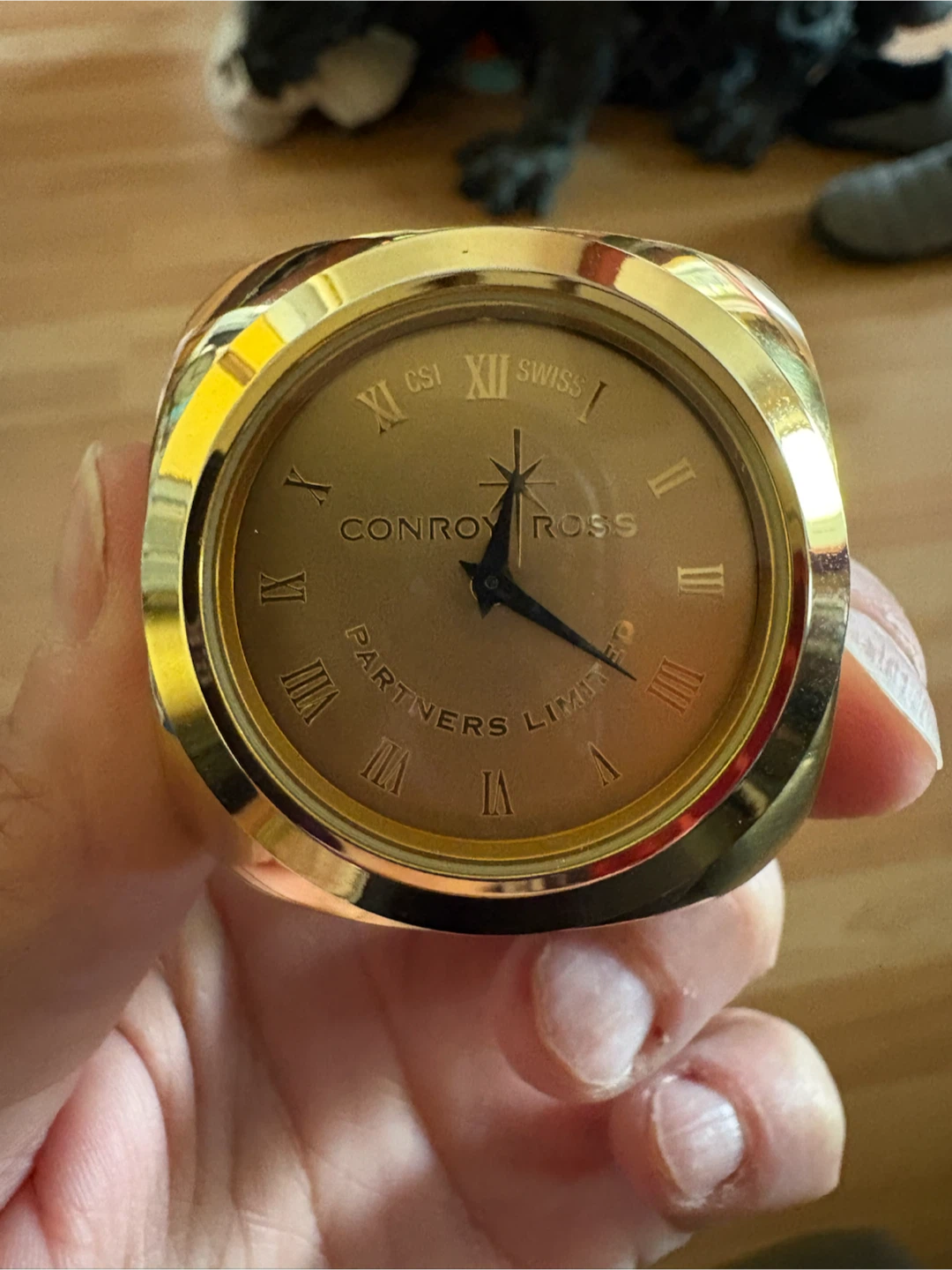 Vintage Gold Plated Weighted Swiss Clock - photo 2