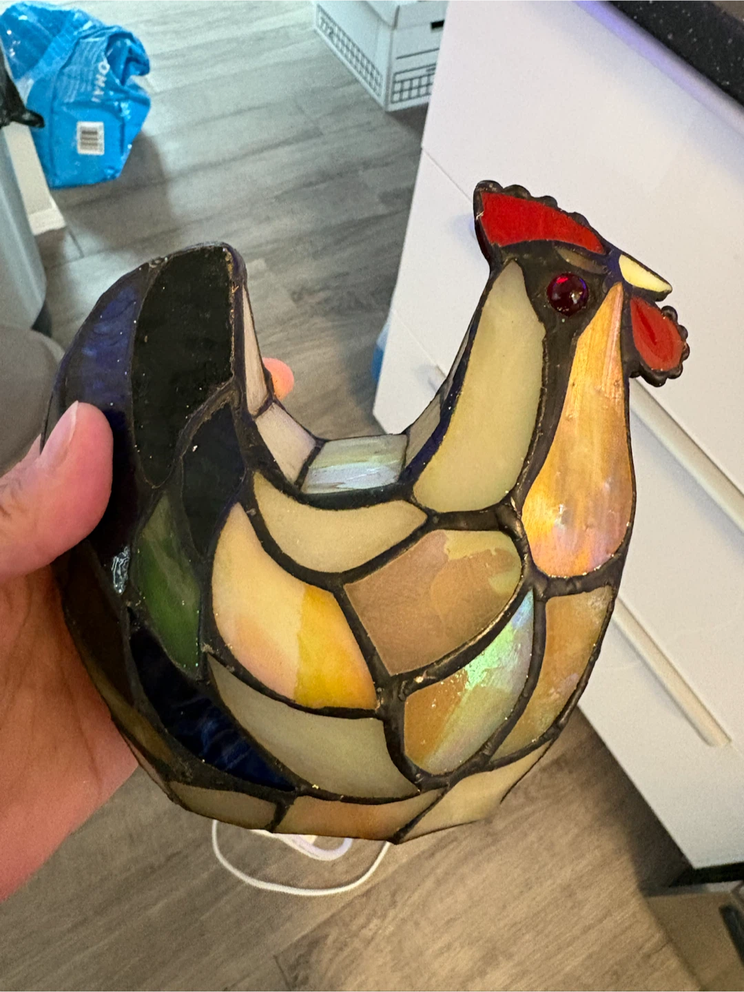 Vintage Mosaic Rooster Light 5.5” tall