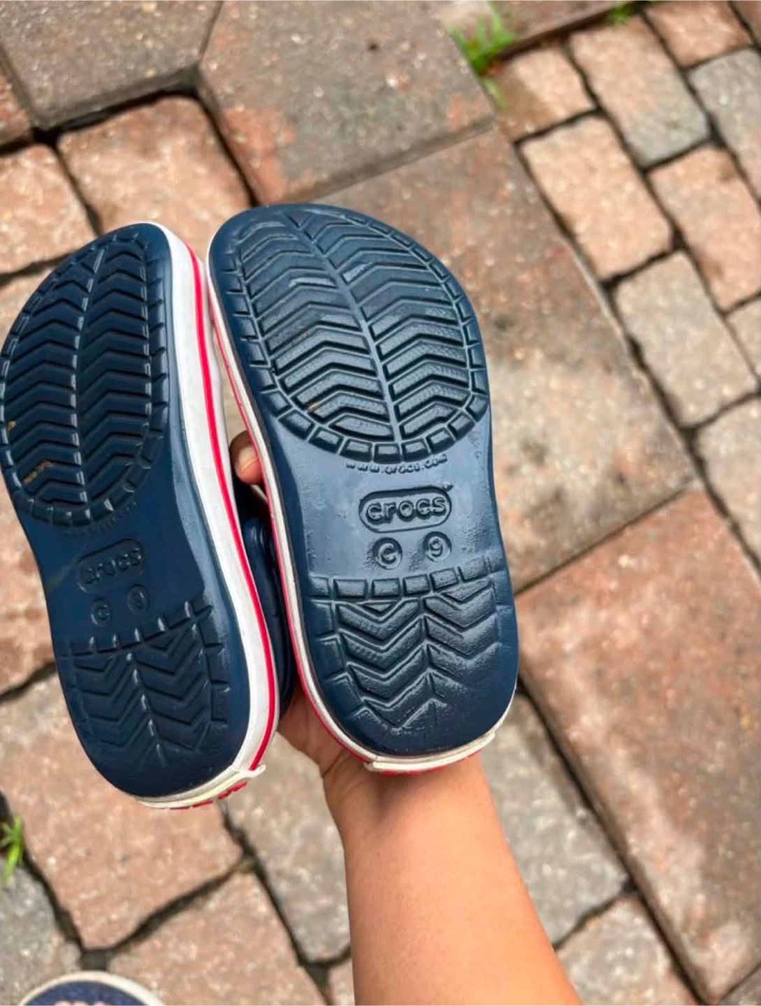 Navy Crocs with Red and White Trim - Size 9 - photo 2