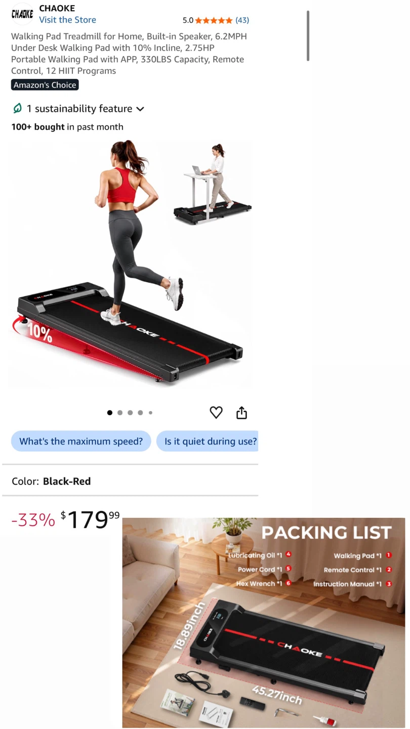 Walking Pad Treadmill 10% - photo 5