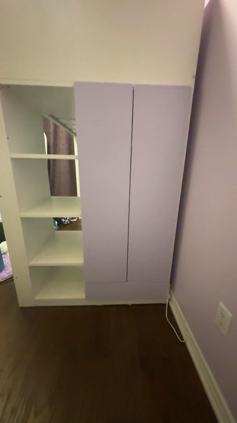 IKEA-Loft bed, White lilac/with desk with 4 drawers, Twin Size