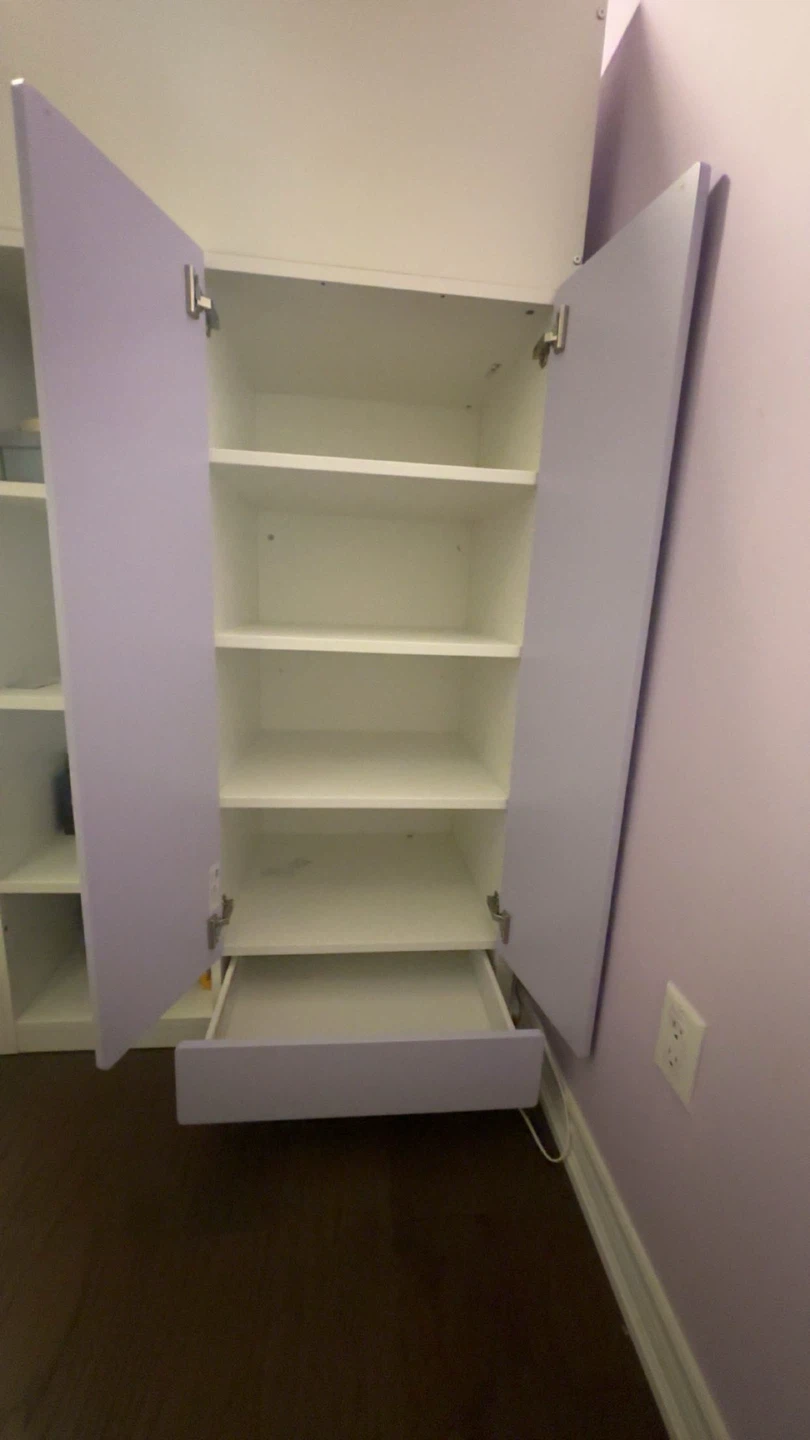 IKEA-Loft bed, White lilac/with desk with 4 drawers, Twin Size - photo 3