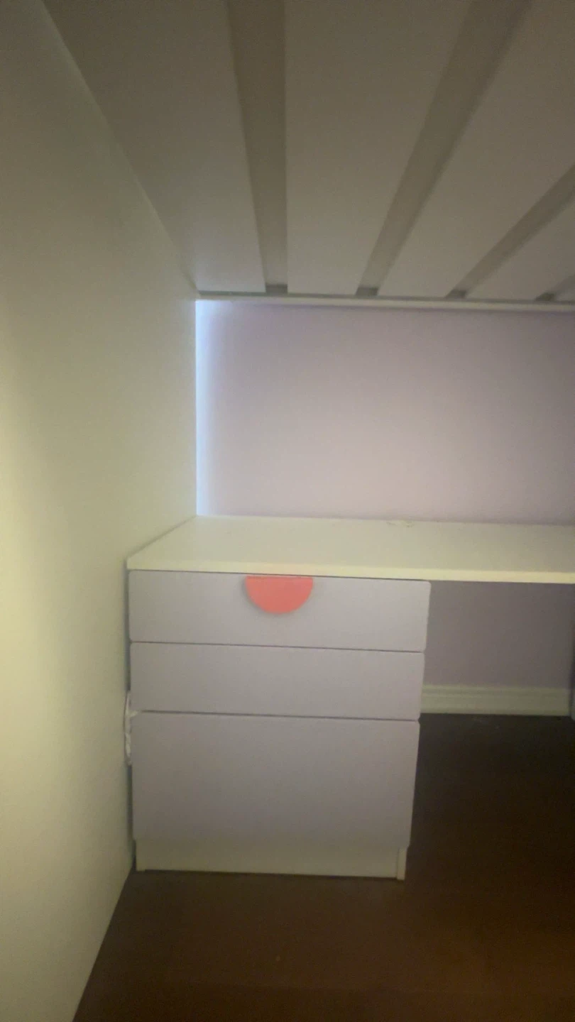 IKEA-Loft bed, White lilac/with desk with 4 drawers, Twin Size - photo 4