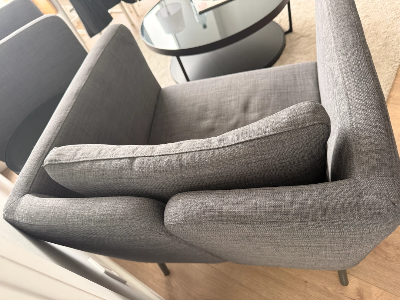 Grey Accent Chair with Throw Pillow - photo 2