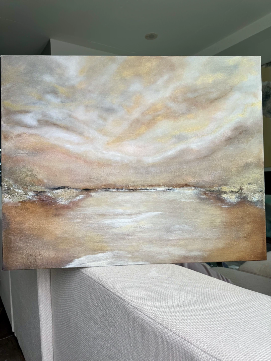 1 day sale! Hand-Painted Original Marble Sky Landscape Painting