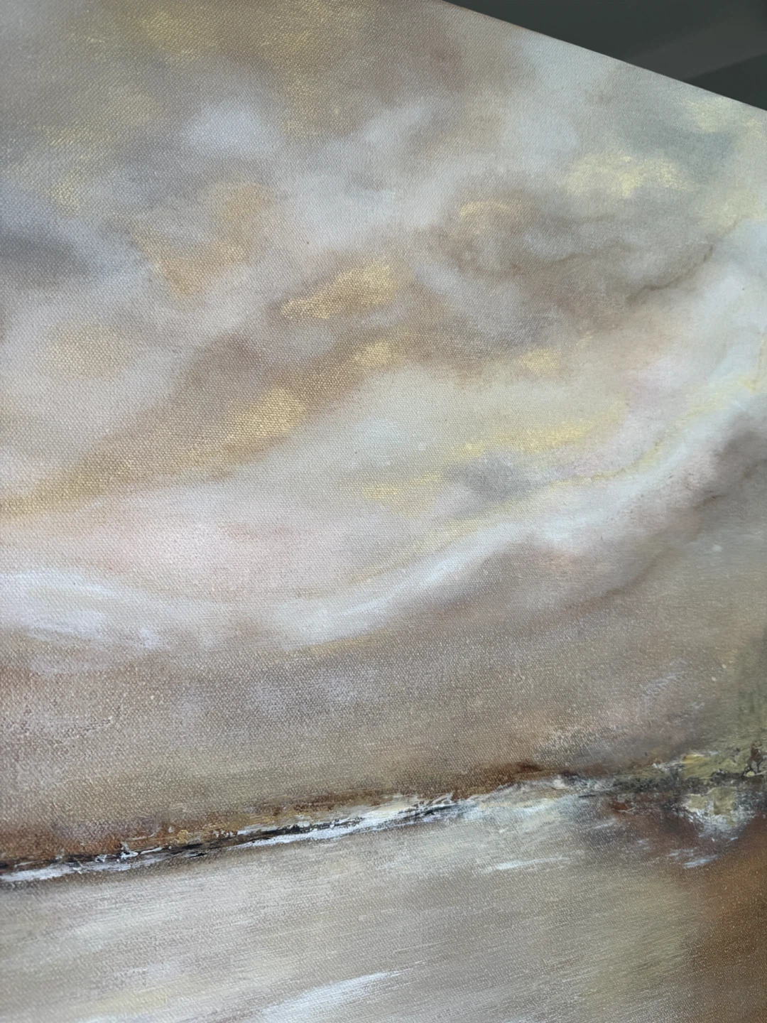 1 day sale! Hand-Painted Original Marble Sky Landscape Painting - photo 3