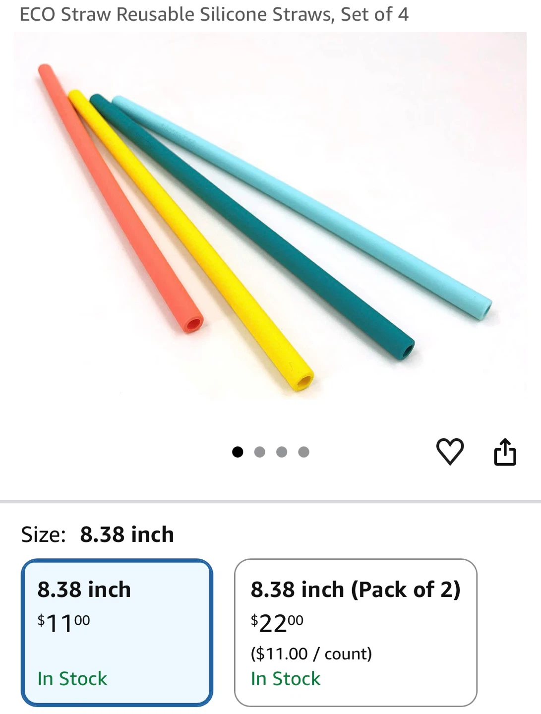 SiliconeZone 4 Reusable Eco-Friendly Straws with Carry Case - photo 2