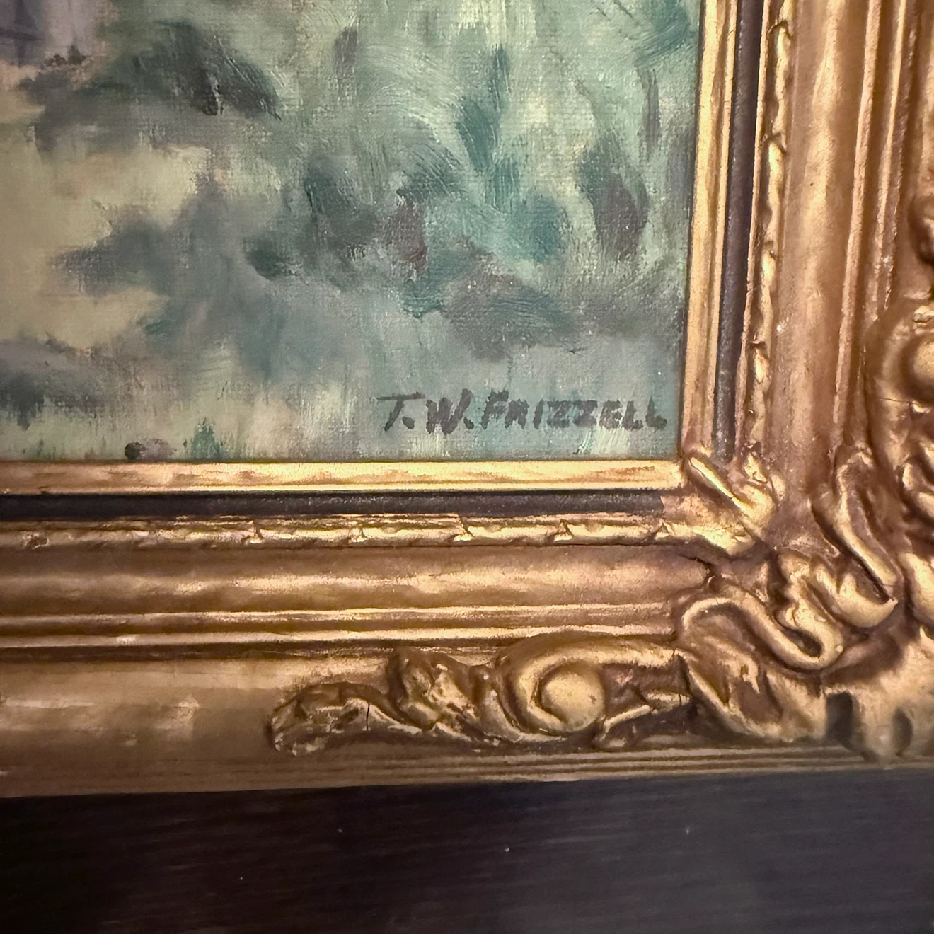 Small landscape oil painting in gilt frame - photo 2
