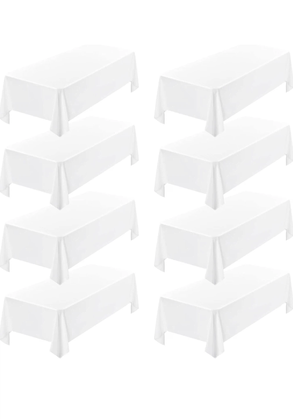 New 8 White Polyester Tablecloths - 60 x 102 inch