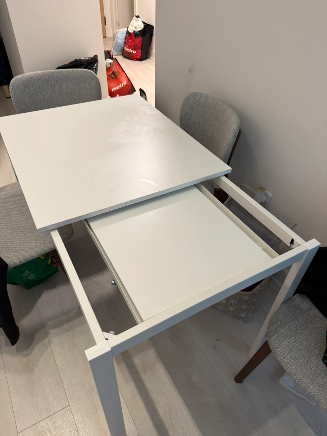 White Condo-Friendly Ikea Extendable Dining Table - photo 3