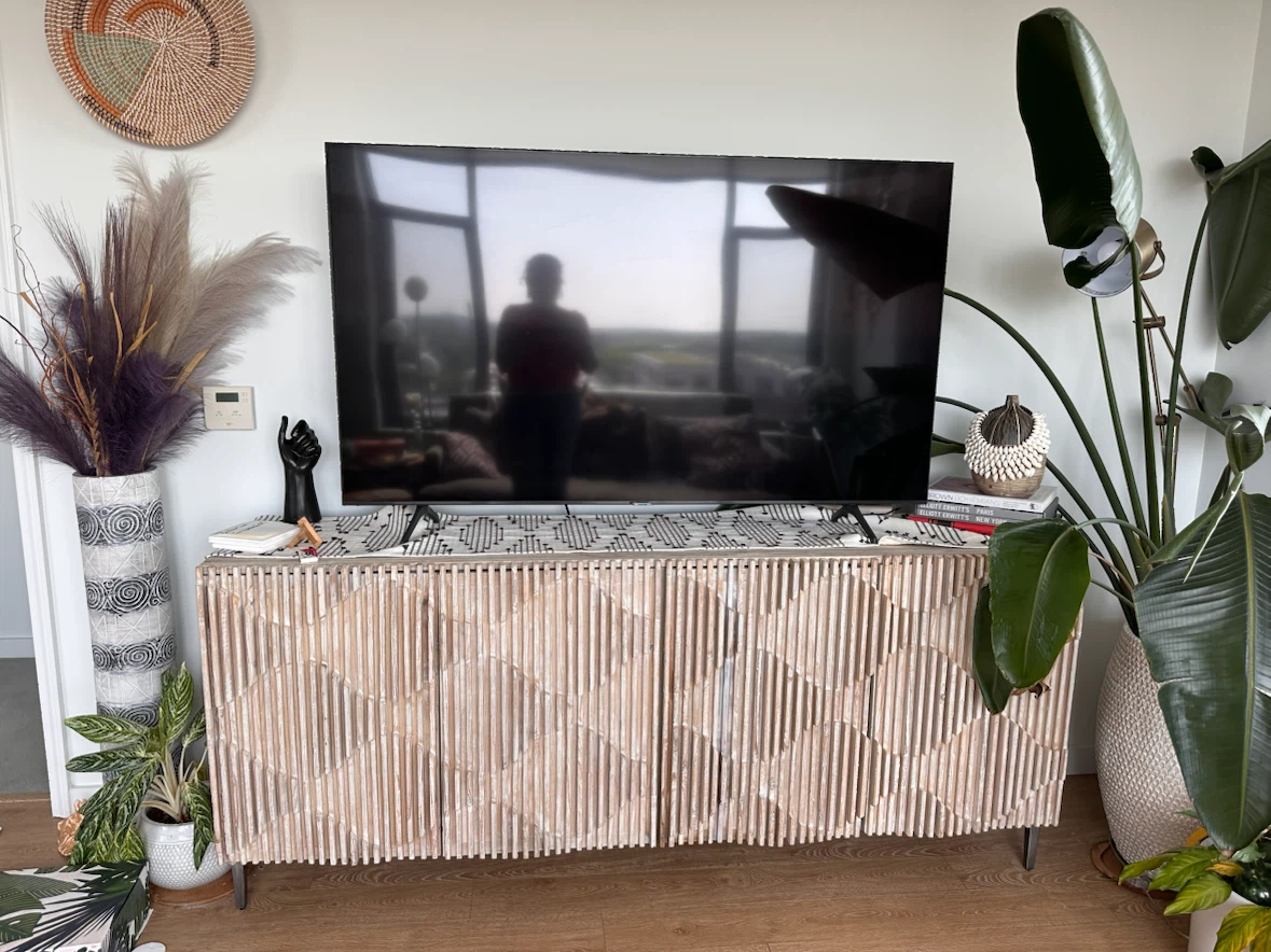 Light Wood Media Console Cabinet