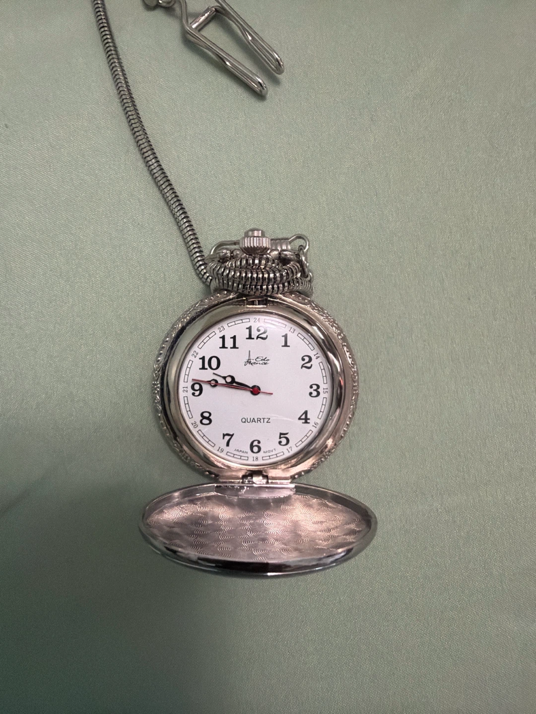 Silver Pocket Watch with Jet Airplane Design - photo 2
