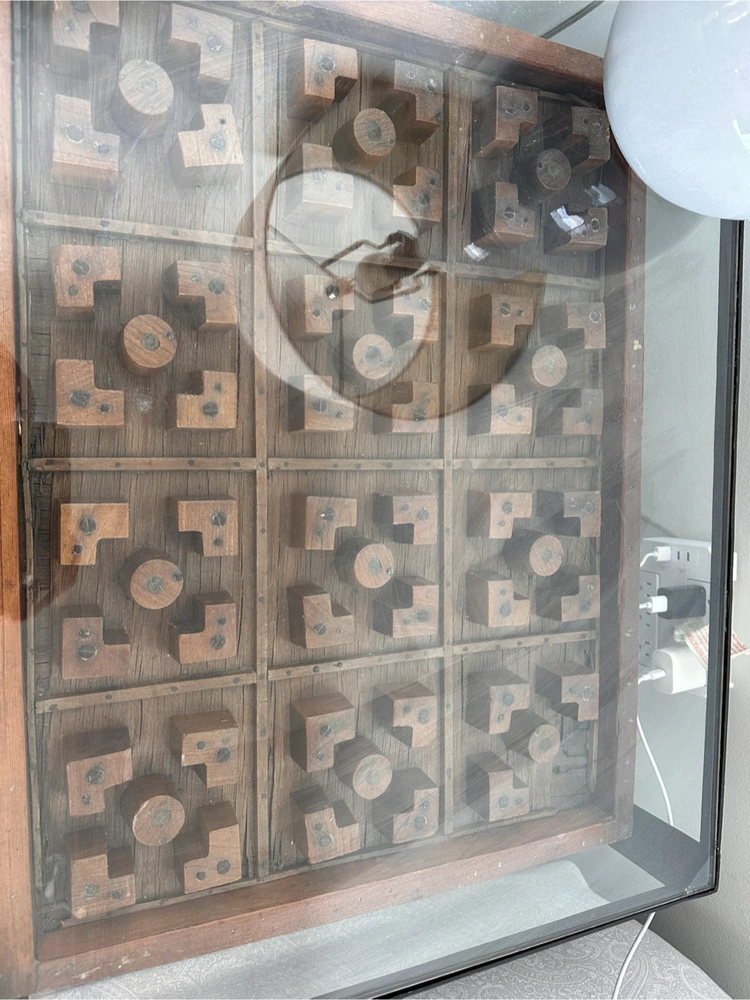 Wooden Puzzle Coffee Table with Glass Top - photo 2