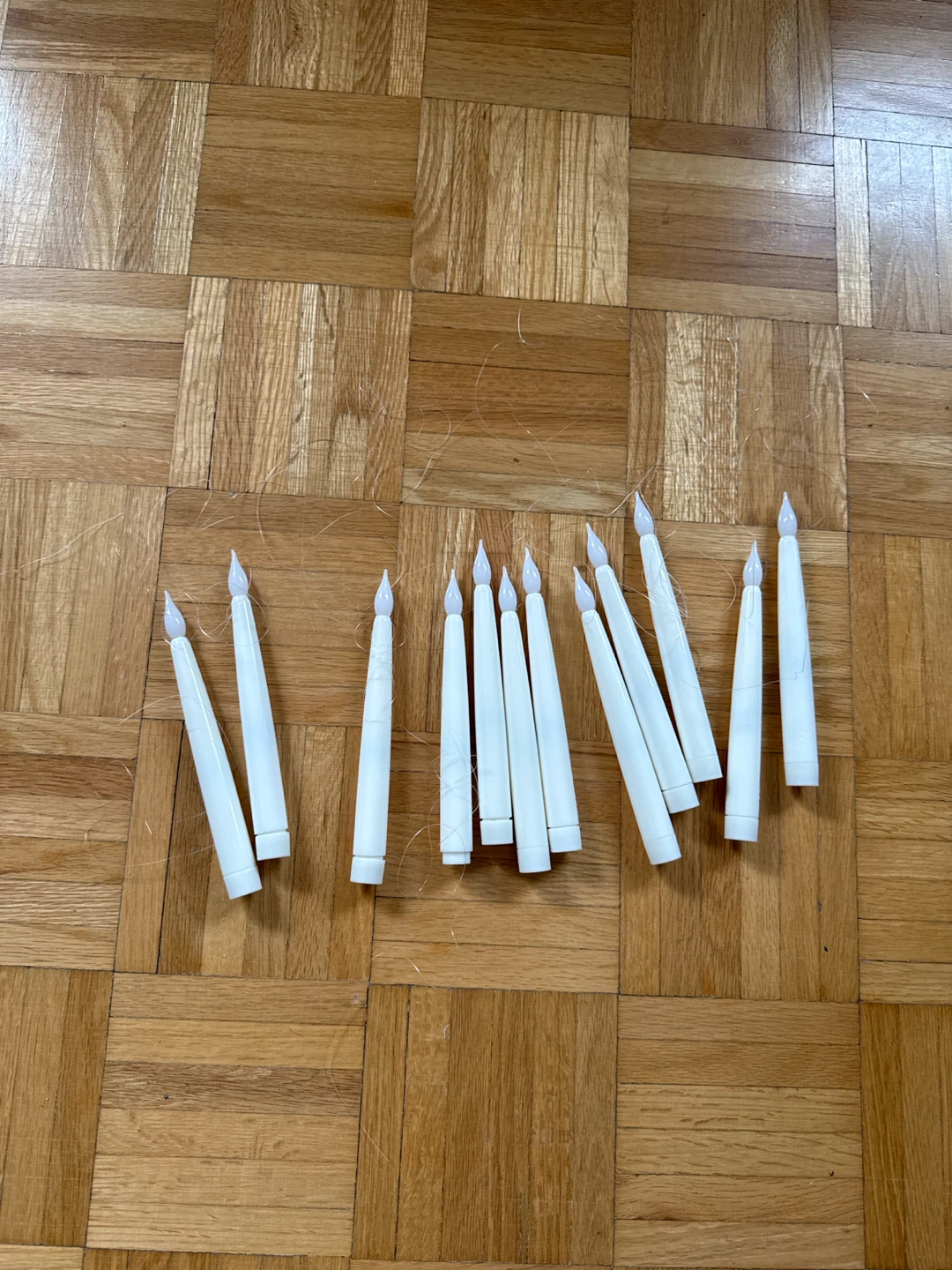 12 White Flameless Taper Candles