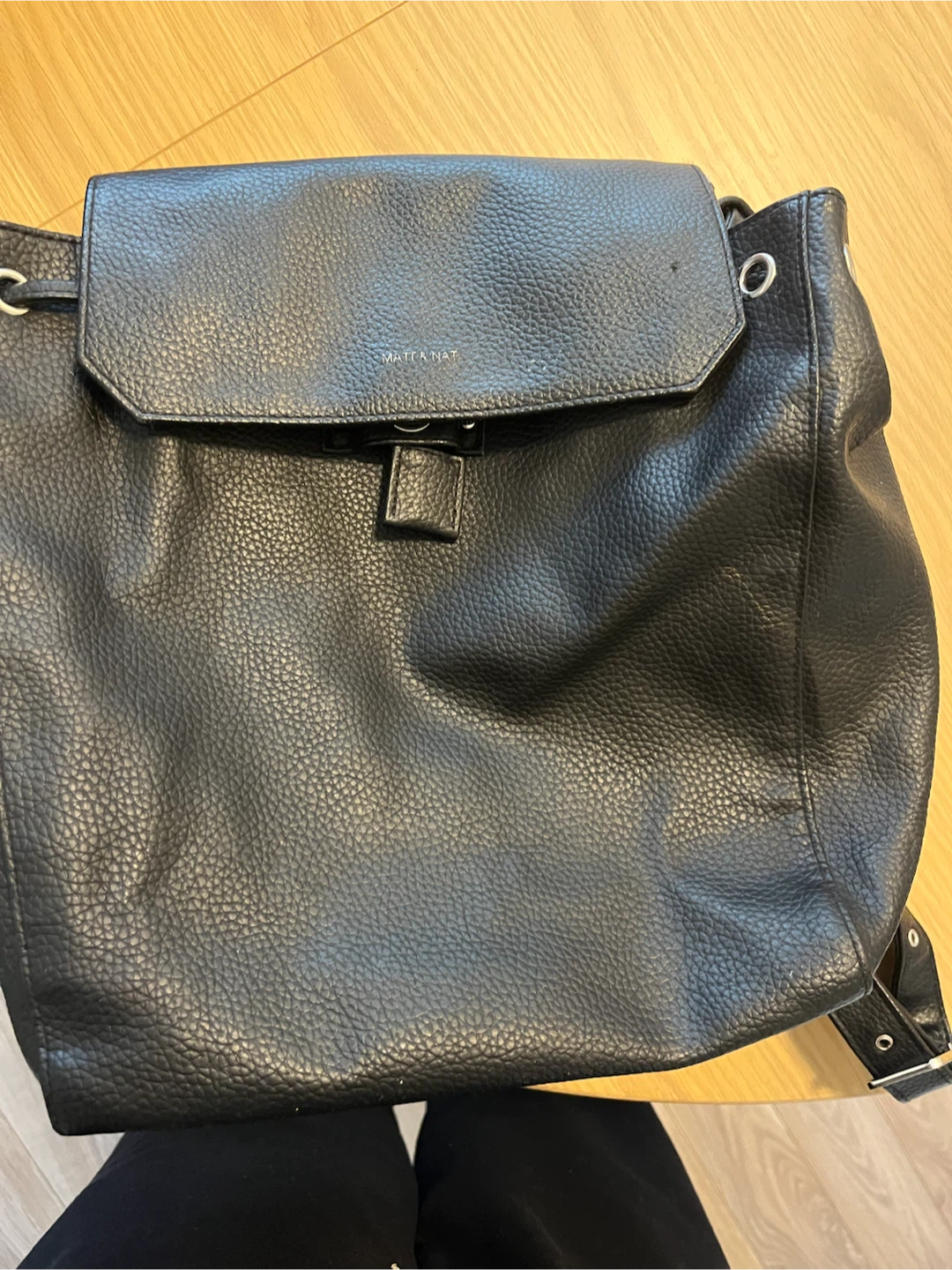 Matt & Nat Black Faux Leather Backpack