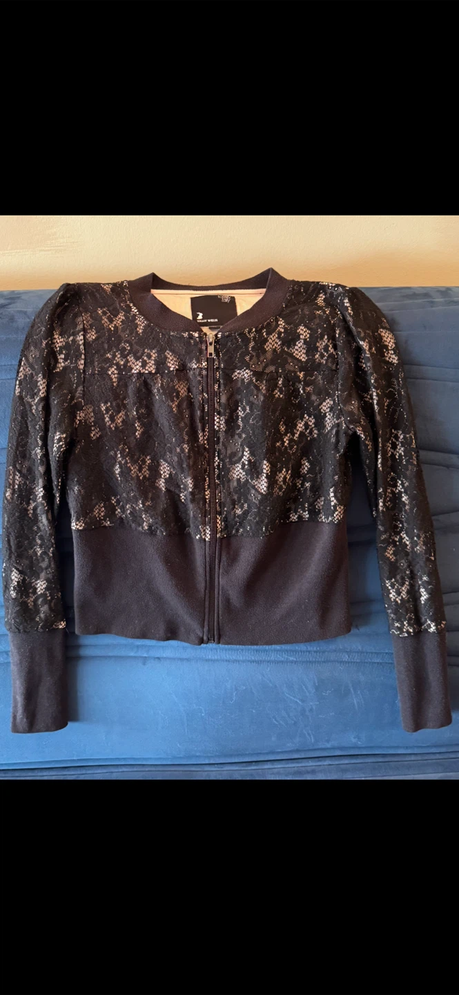 Black Lace Bomber Jacket Size 40