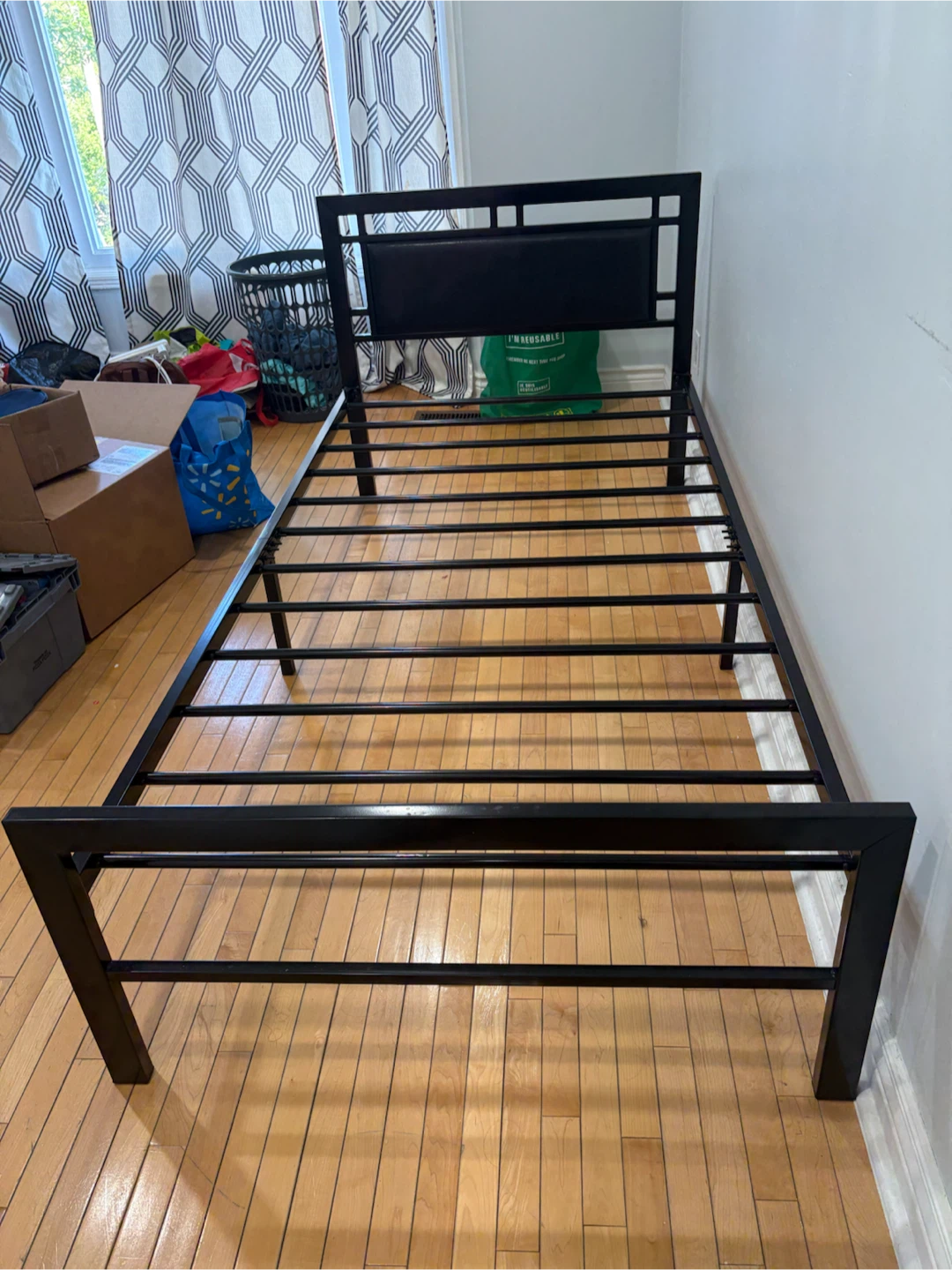 Black Metal Bed Frame with Headboard