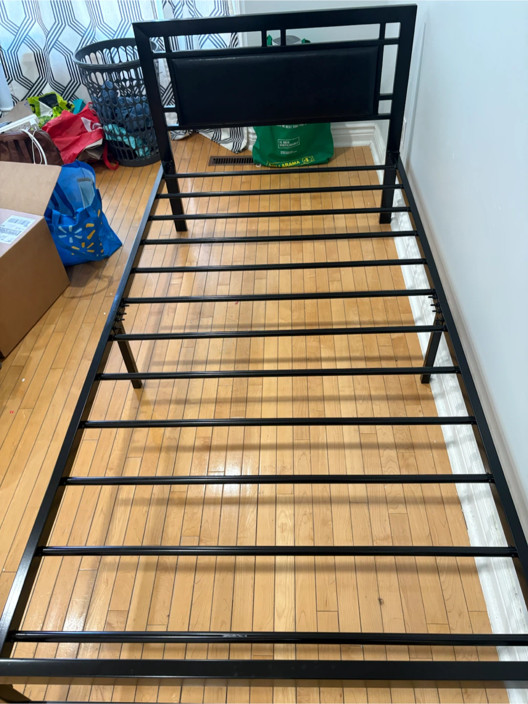 Black Metal Bed Frame with Headboard - photo 2