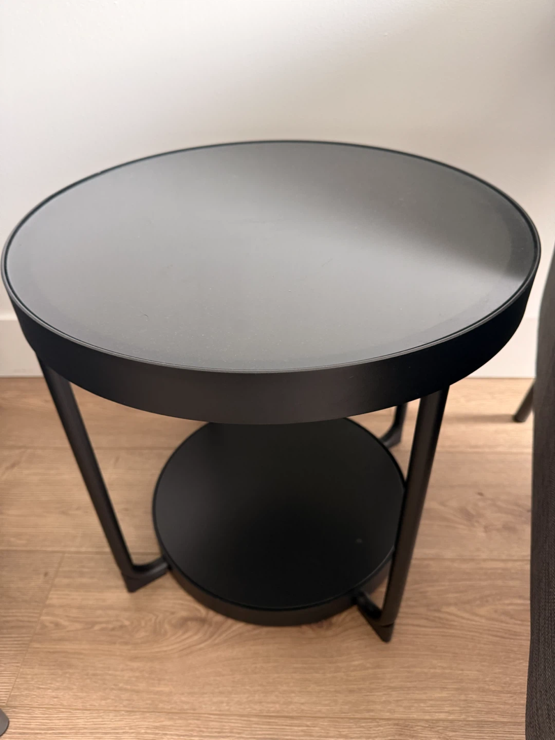 Set of metal Round Coffee Table and side table with Glass Top - photo 2