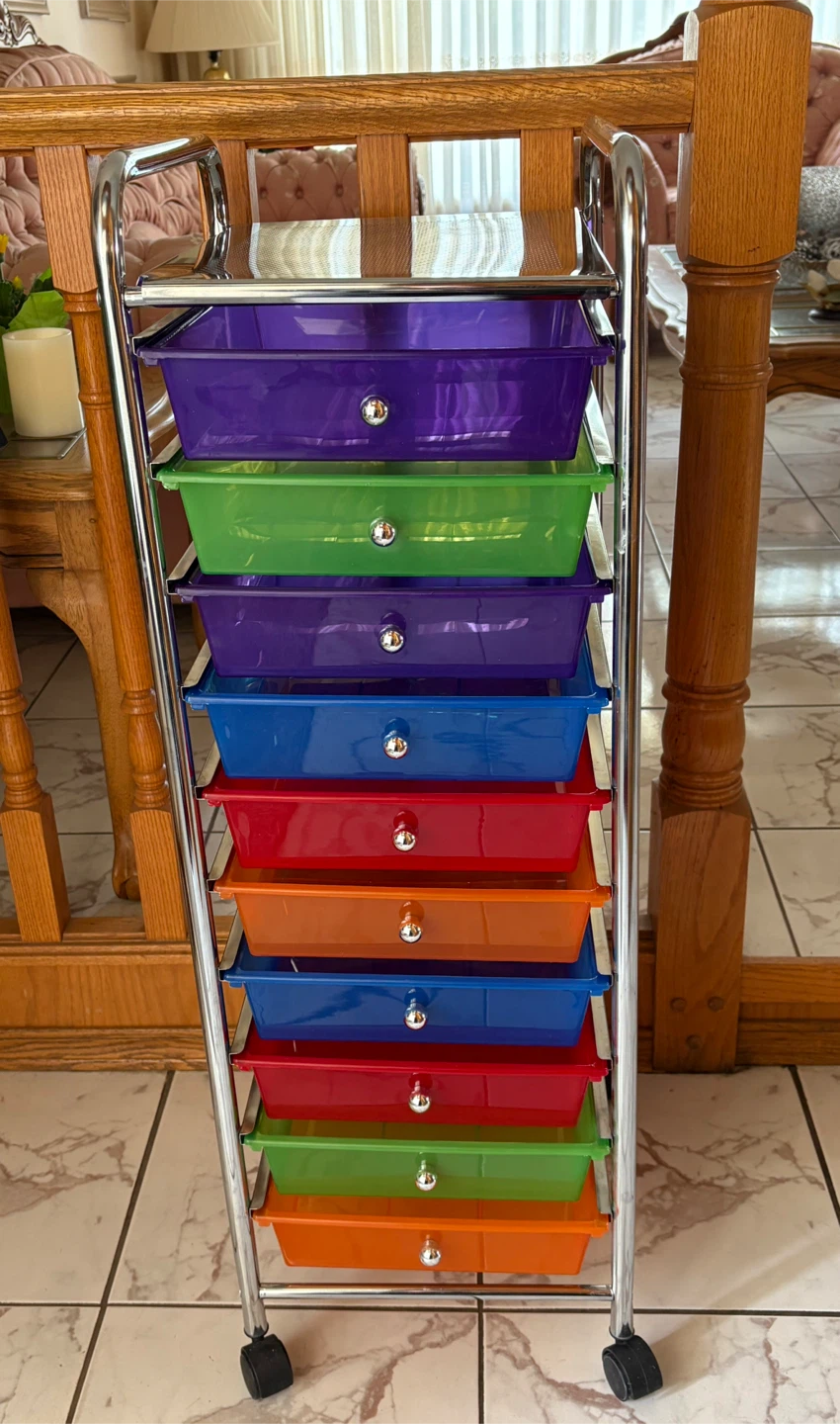 Rolling Storage Cart with 9 Drawers