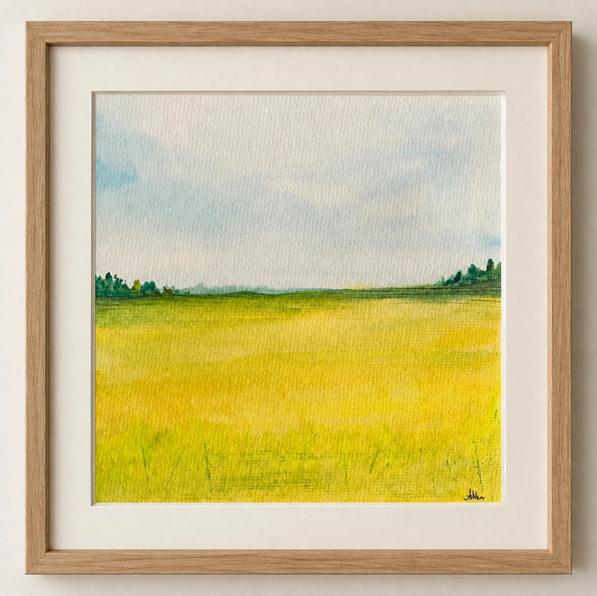 Watercolor Painting of a Field - Canadian Art - photo 2