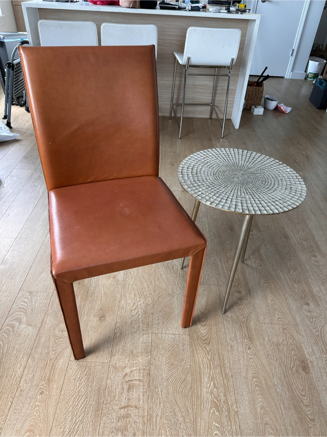 Crate and Barrel Brown Leather Dining Chair