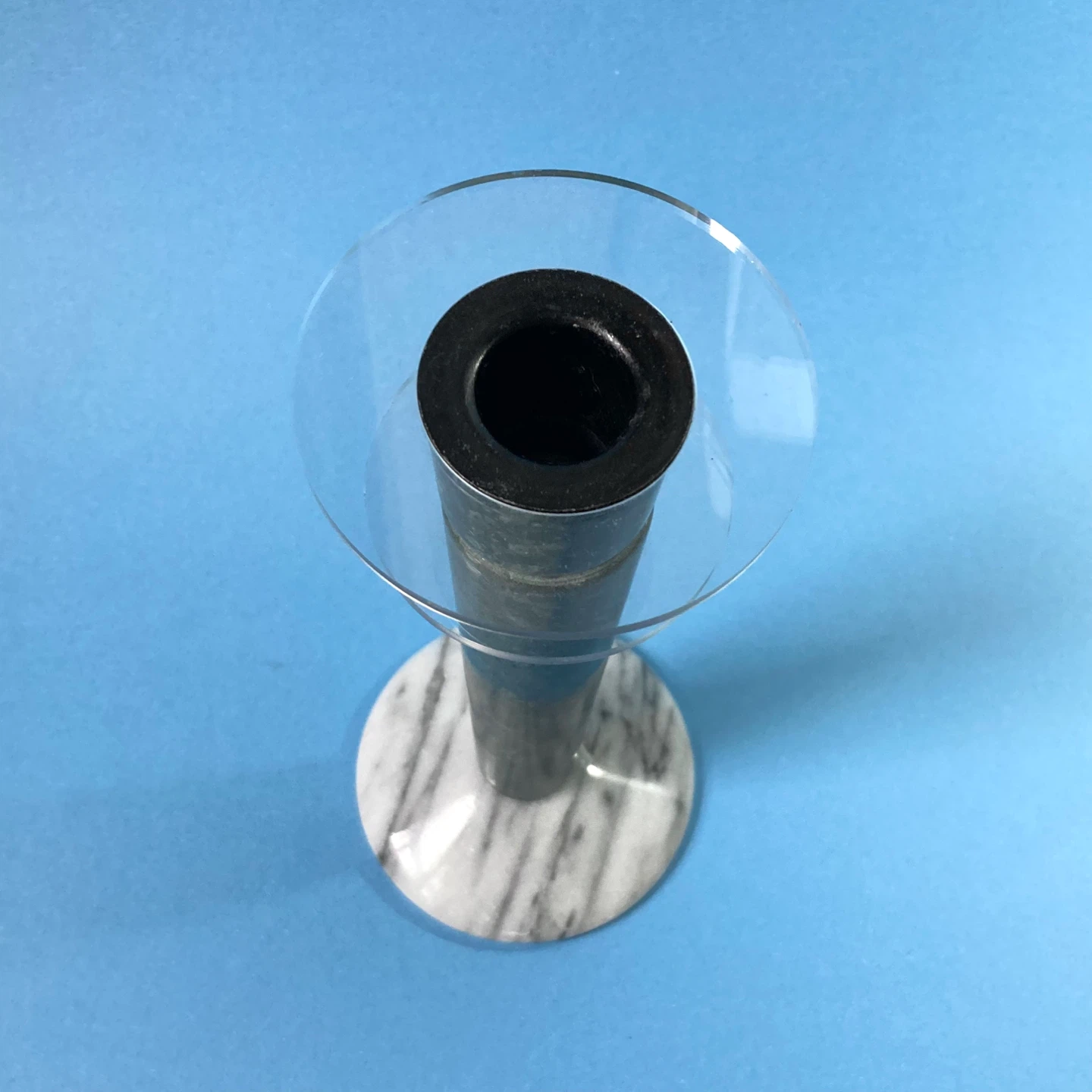 Vintage 1980s Postmodern Marble & Acrylic Candlestick Holder - photo 3