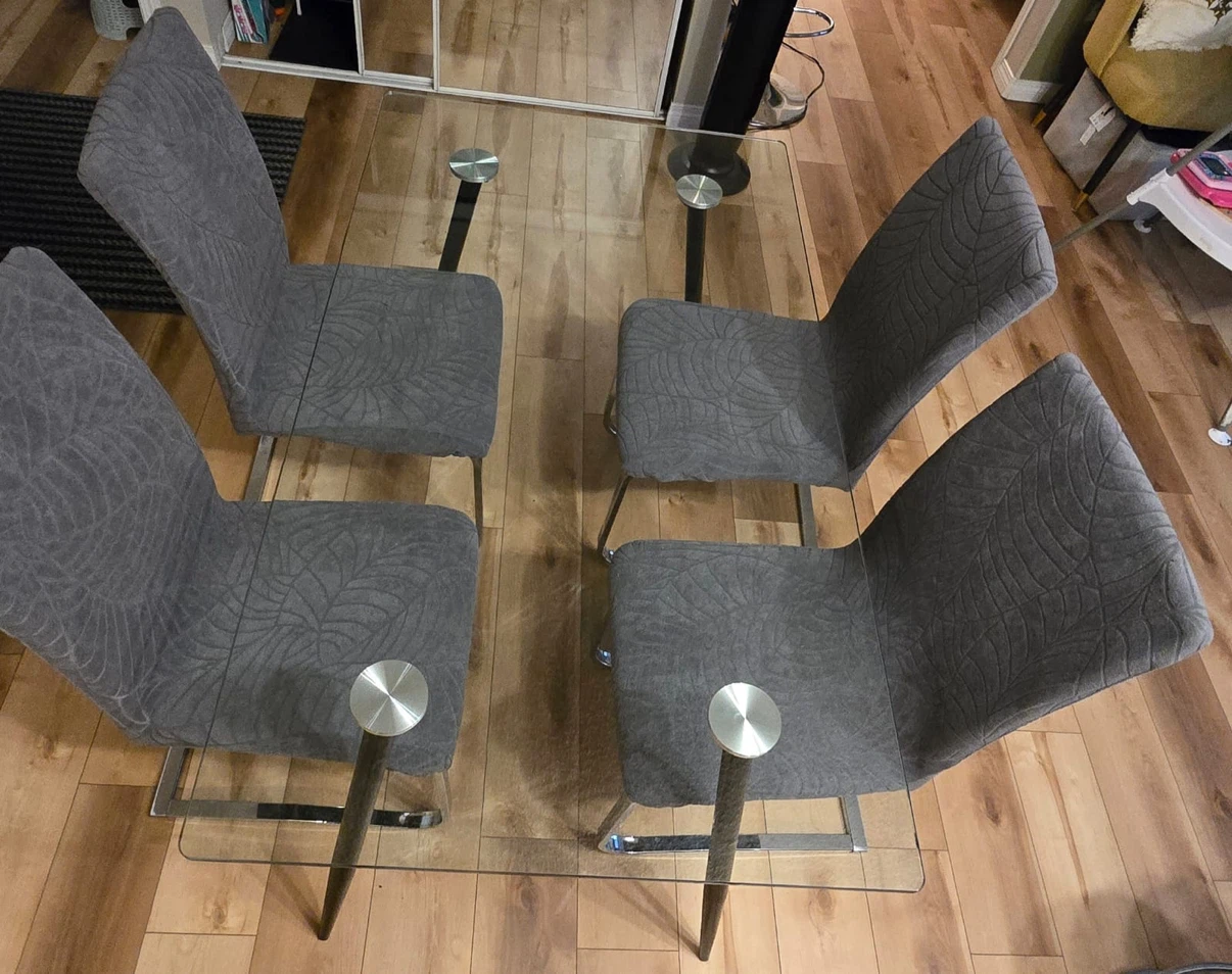 Glass Top Dining Table with 4 Chairs - photo 2