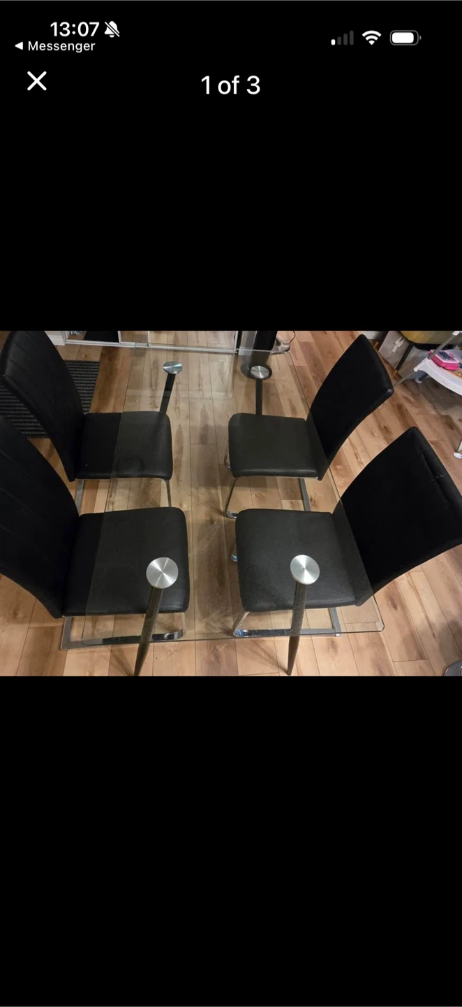 Glass Top Dining Table with 4 Chairs - photo 3
