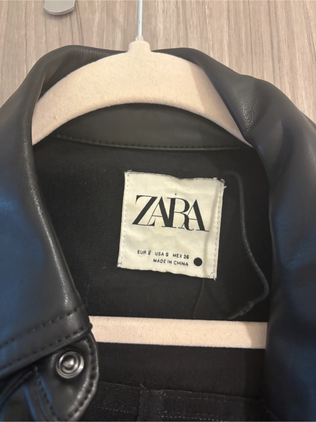 ZARA Black Faux Leather Shirt Jacket - photo 2