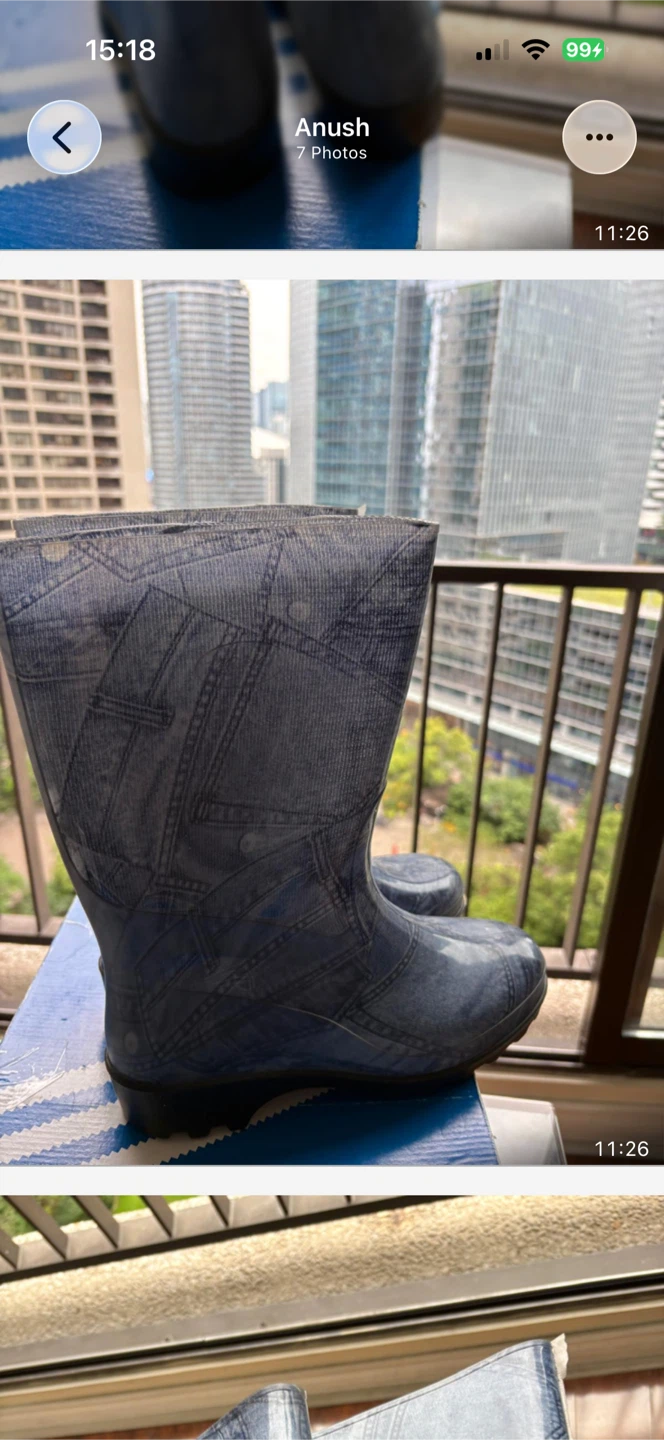 “Denim”’rubber tall boots