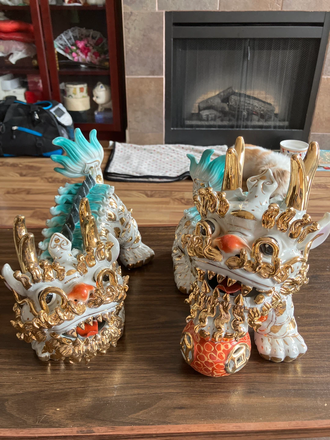 Pair of Ceramic Foo Dog Figurines