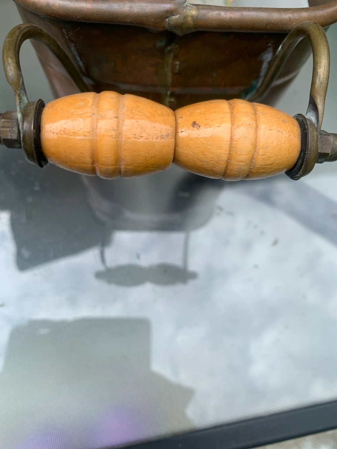 Vintage Copper Planter with Wooden Handles - photo 2