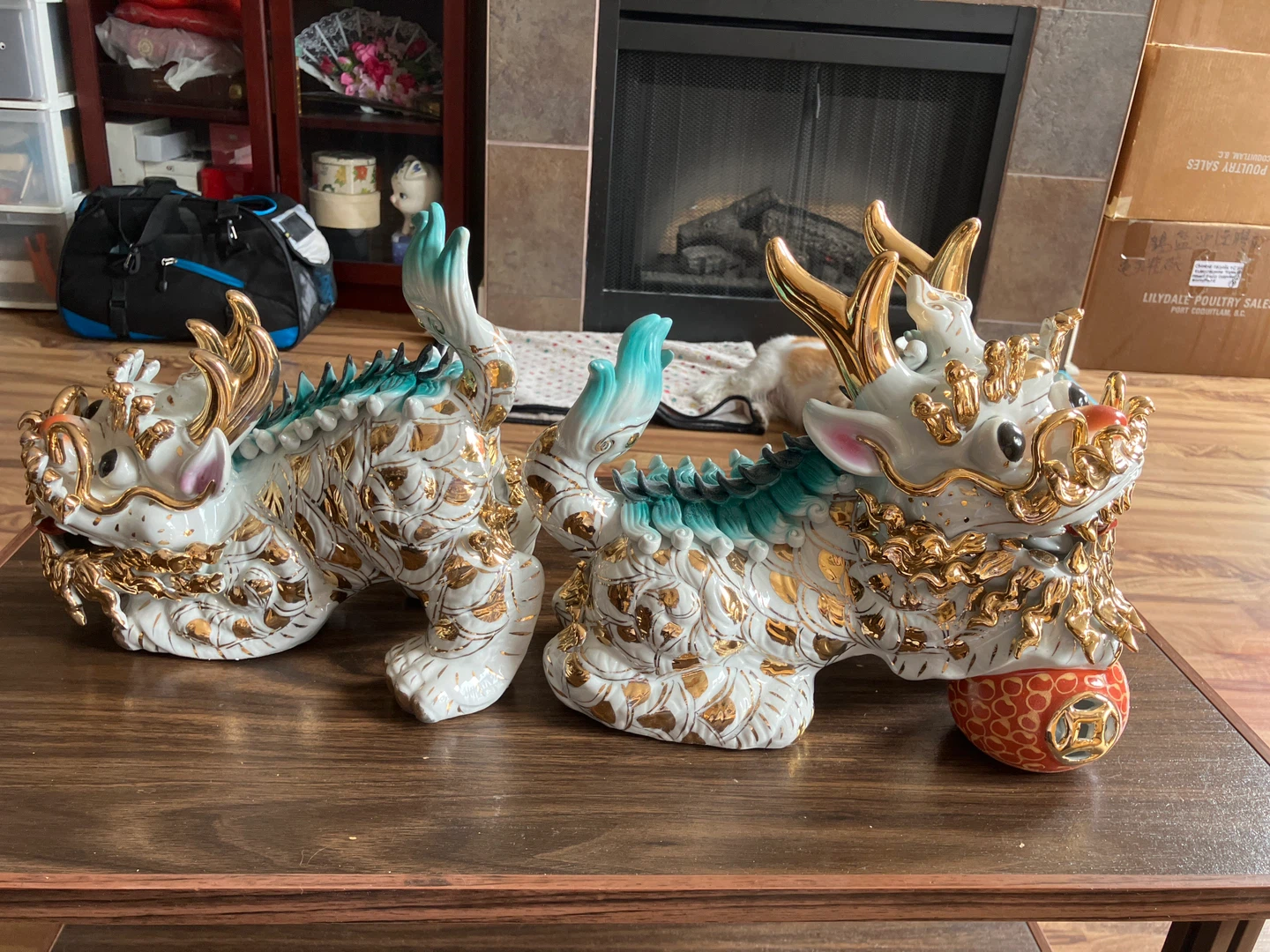 Pair of Ceramic Foo Dog Figurines - photo 2