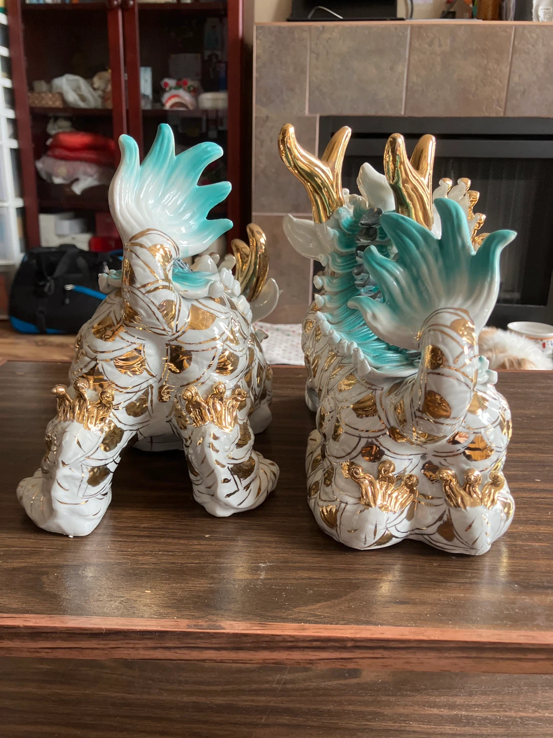 Pair of Ceramic Foo Dog Figurines - photo 3